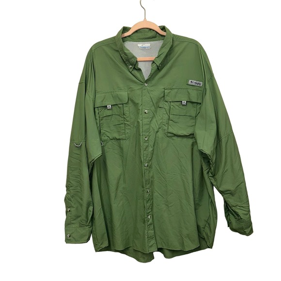 Columbia PFG Green Button Down Vented Shirt - Picture 1 of 4